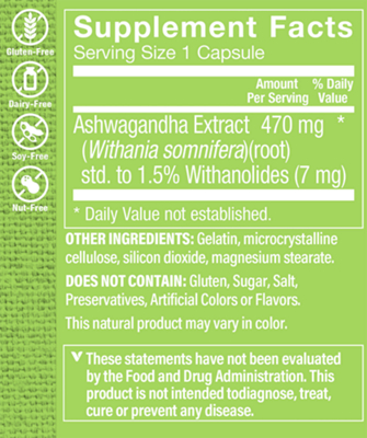 Ashwagandha Extract 470 MG (60 Capsules) at the Vitamin Shoppe