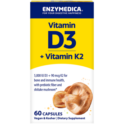 Vitamin D3+K2 - Bone & Immune Health - Vegan & Kosher (60 Capsules